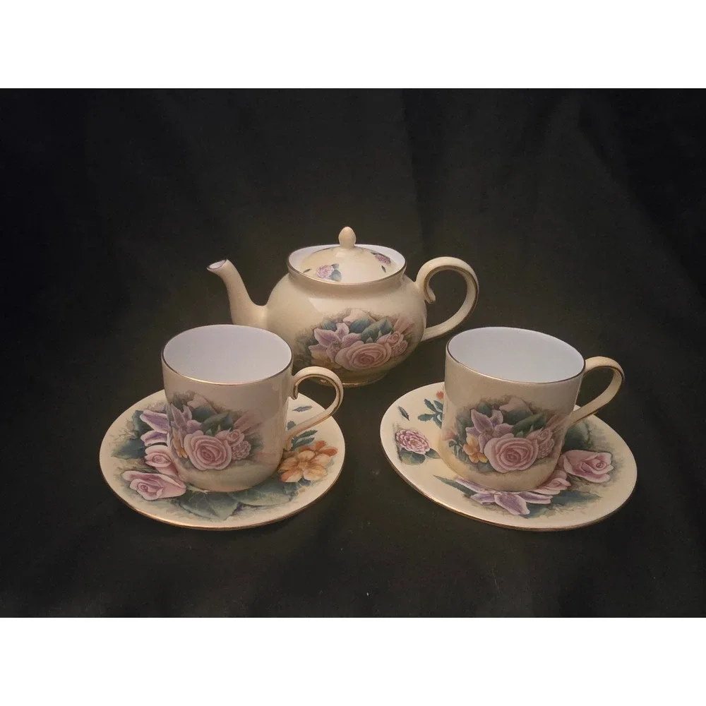 Hour of Power Bone China Tea Set Floral Rose‎ 1st Corinthians 13 Teapot Cups